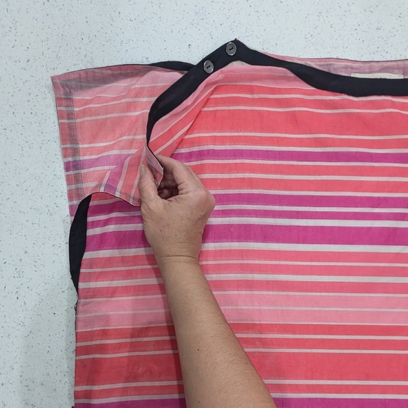 LOFT Pink Striped Semi-Sheer Kaftan Tunic Top Oversized Boxy Lightweight L - Picture 8 of 15